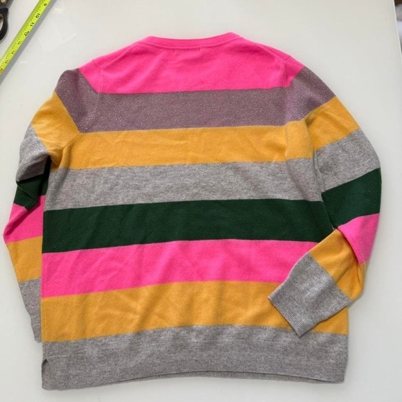 Boden Cashmere Blend Rainbow Stripe Sweater | Pink Green Yellow XL - Picture 3 of 8
